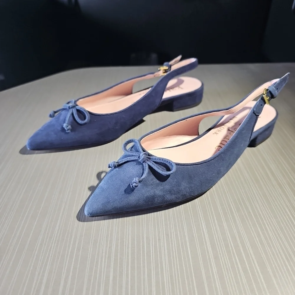 Kate Spade Veronica Suede Navy Flats In Size 6B Excellent Pre-Owned Condition‎
